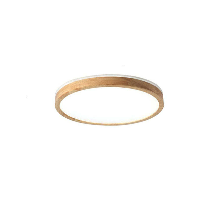 Japanese Minimalist Solid Wood LED Flush Mount Light