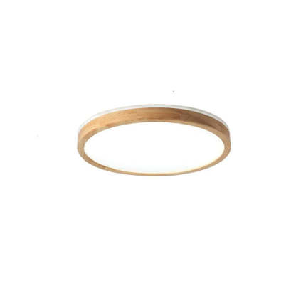 Japanese Minimalist Solid Wood LED Flush Mount Light