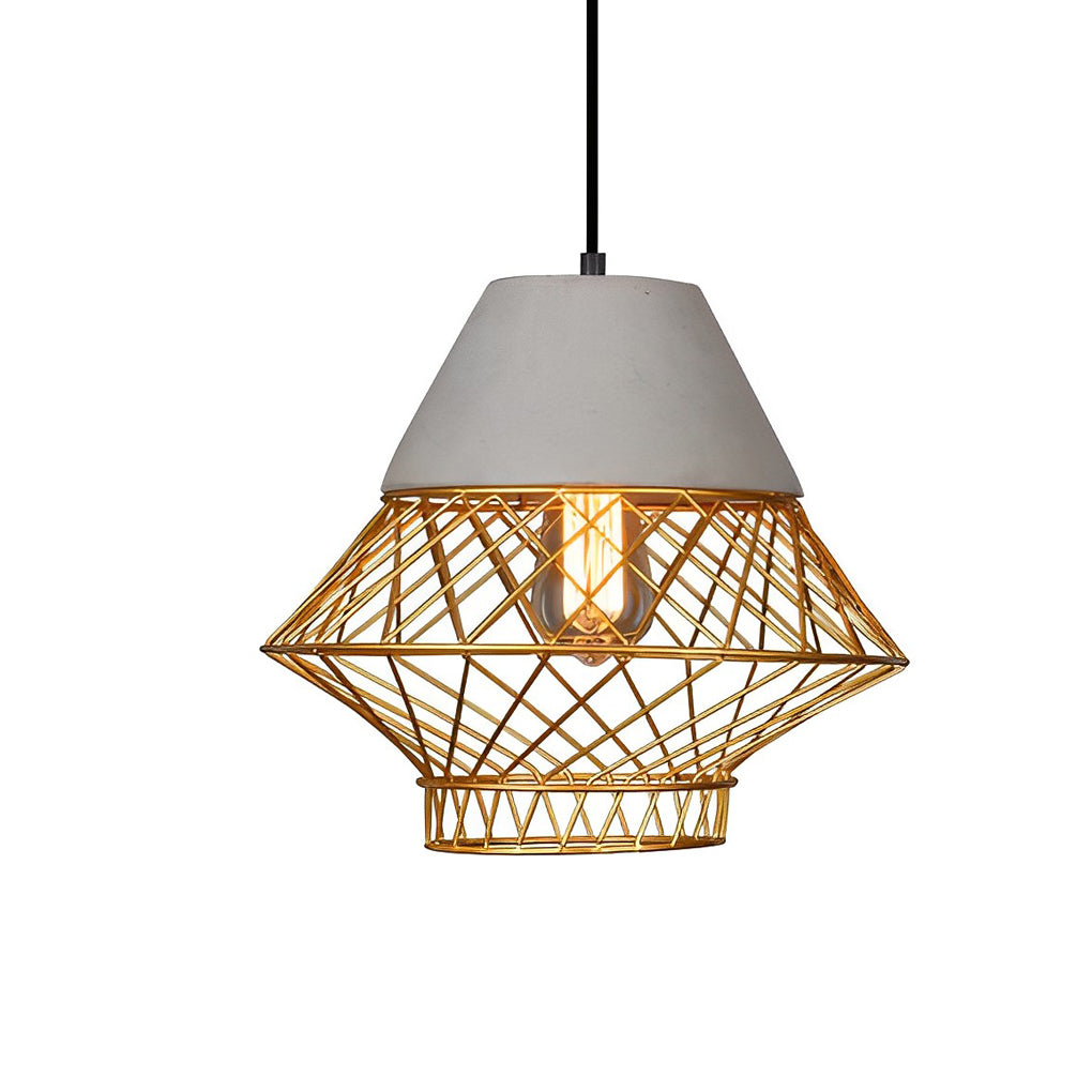Cement Iron Cage Retro Industrial Kitchen Island Pendant