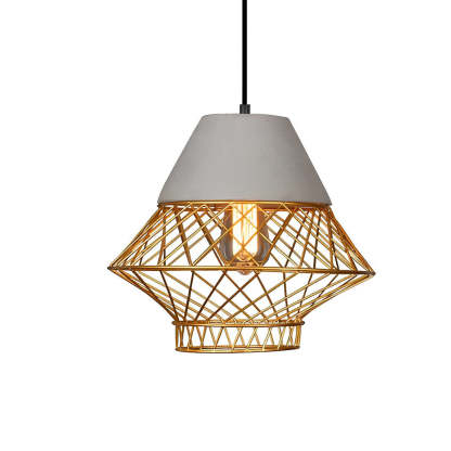 Cement Iron Cage Retro Industrial Kitchen Island Pendant
