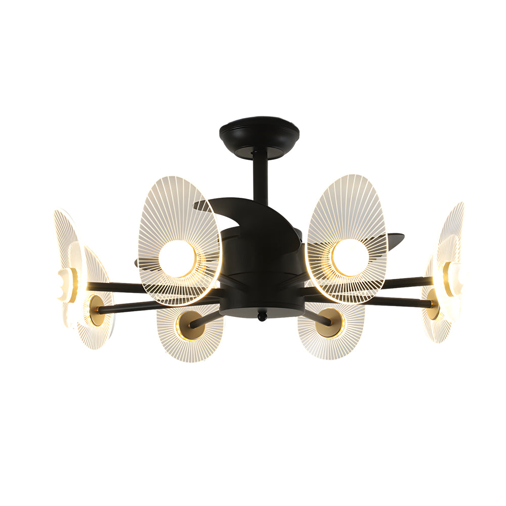 Black acrylic synthetic metal 3-blade round ceiling fans - modern