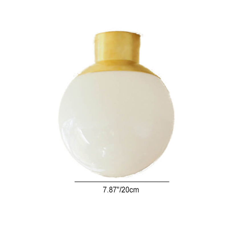 Japanese Round Ball Glass Brass Flush Ceiling Light