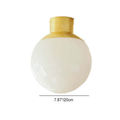 Japanese Round Ball Glass Brass Flush Ceiling Light