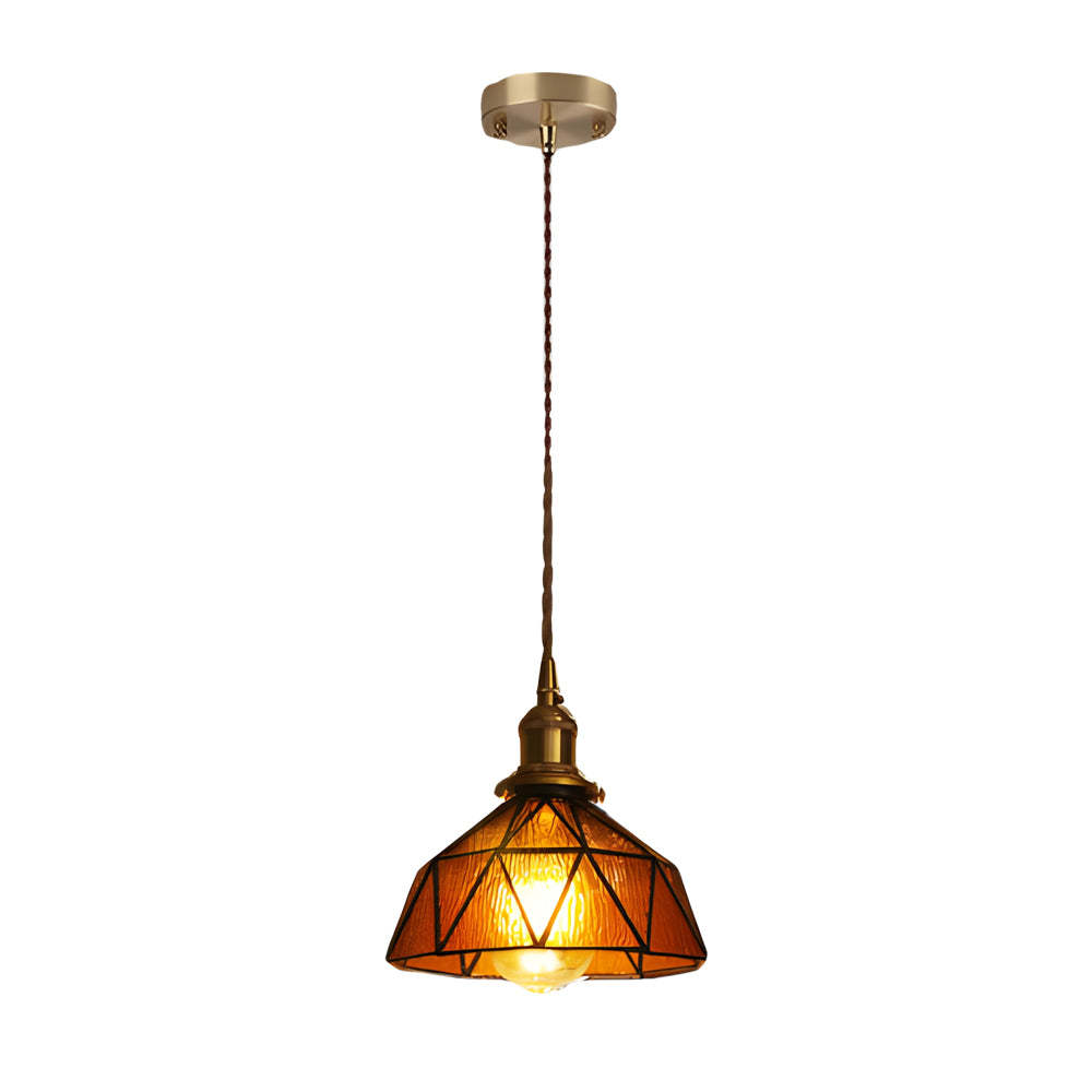 Vintage Stained Glass Hanging Pendant Light