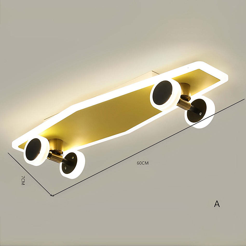 Cartoon Skateboard Dimmable LED Gold Modern Ceiling Light