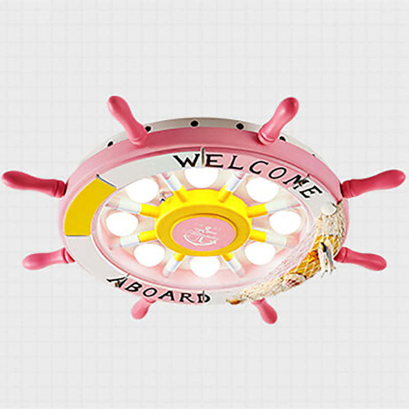 Cartoon Plastic Sailboat LED Flush Mount Light