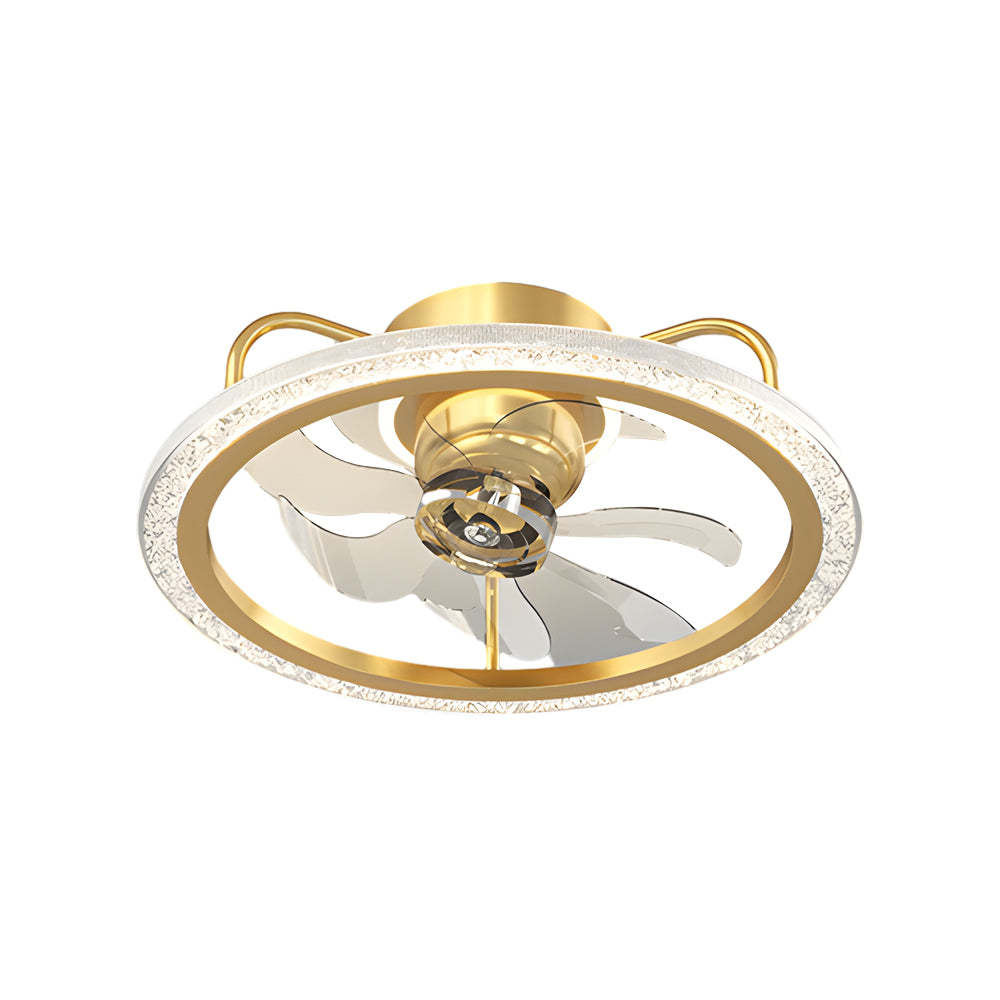 Creative 360�� Shake Head Round 3 Step Dimming Modern Ceiling Fans with Light-Lighom