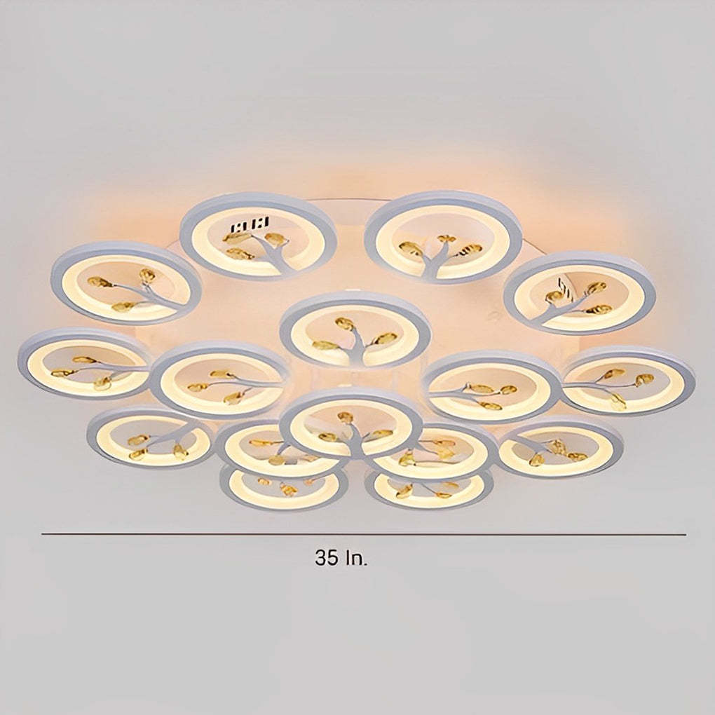 16-Light Flower Dimmable LED White Nordic Flush Mount Light