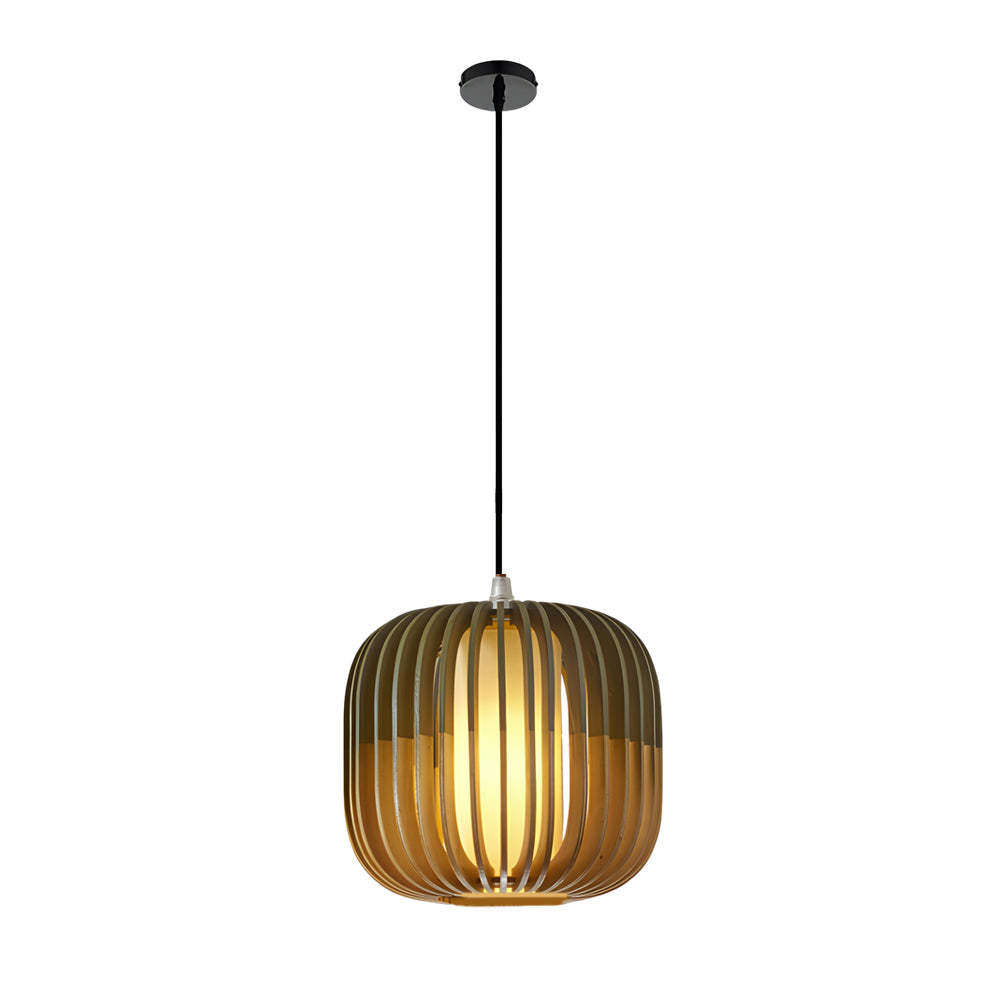 Wood Lantern Fabric LED Minimalist Japanese Chandelier