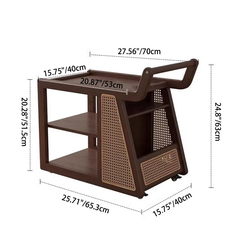 Retro Solid Wood 3-Tier Movable End Table