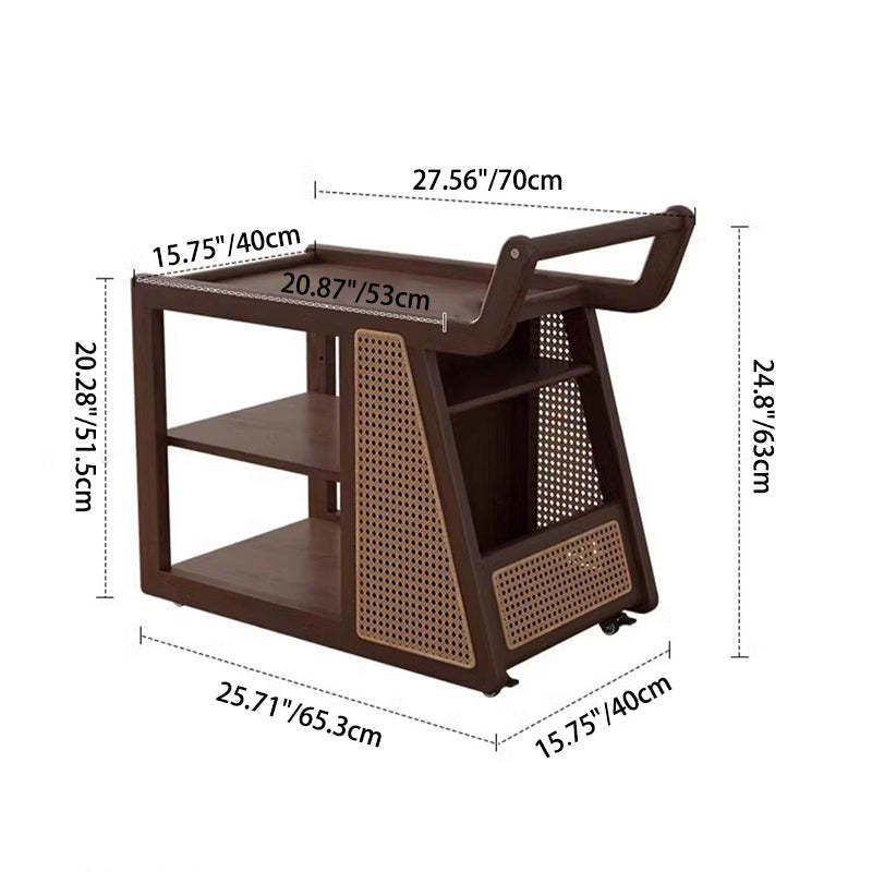 Retro Solid Wood 3-Tier Movable End Table