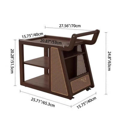 Retro Solid Wood 3-Tier Movable End Table