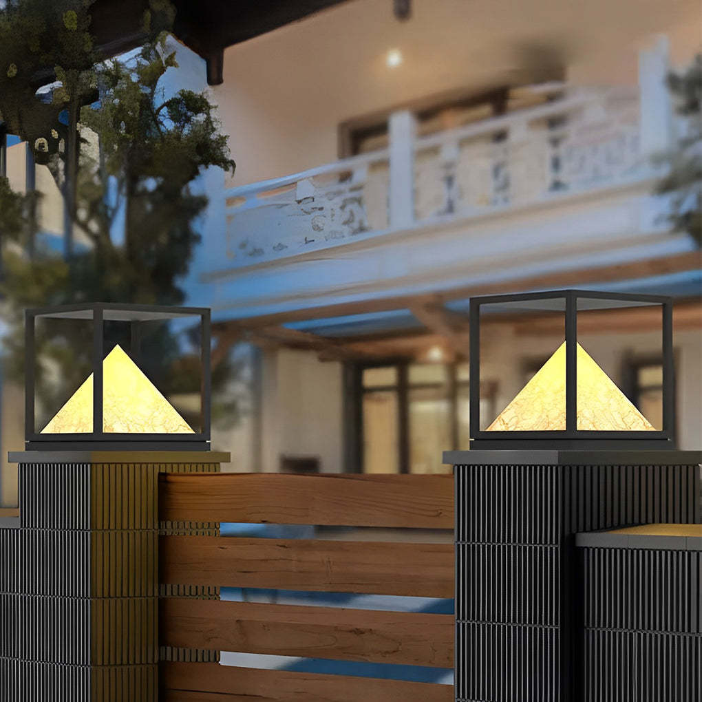 Square Mountain IP65 Black Modern Solar Pillar Light