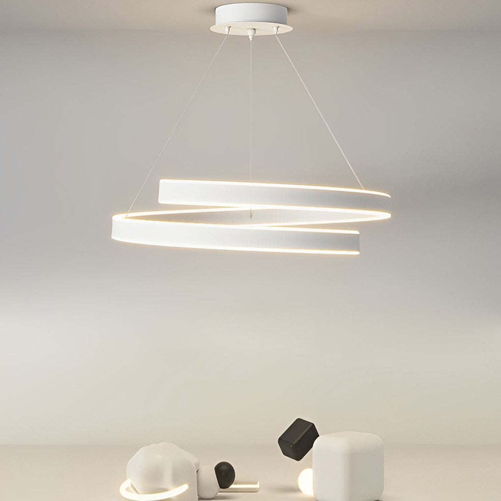 Rotating Ring Dimmable LED White Nordic Chandelier