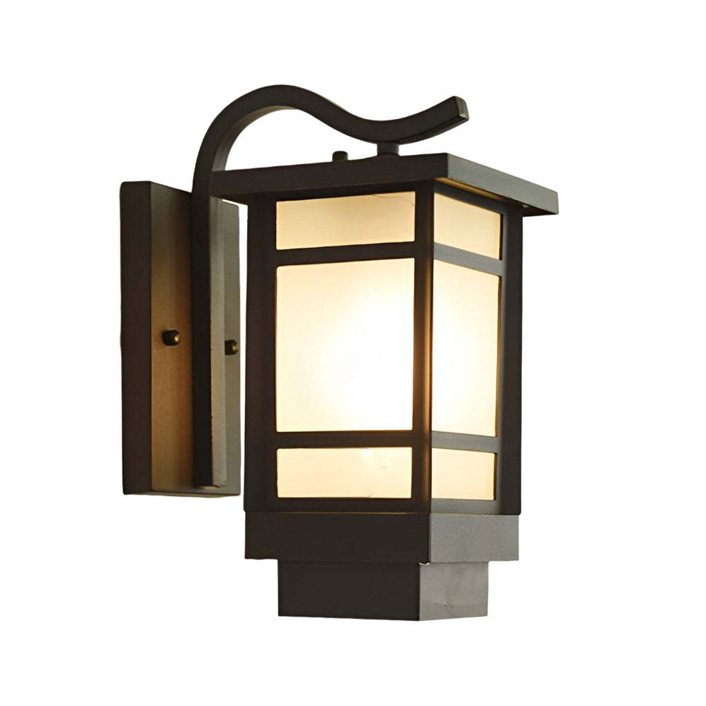 Vintage Waterproof LED Glass Matte Black Retro Wall Lamp Exterior Lights-Lighom