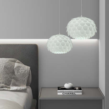 Round Fish Scale Dimmable LED White Modern Pendant