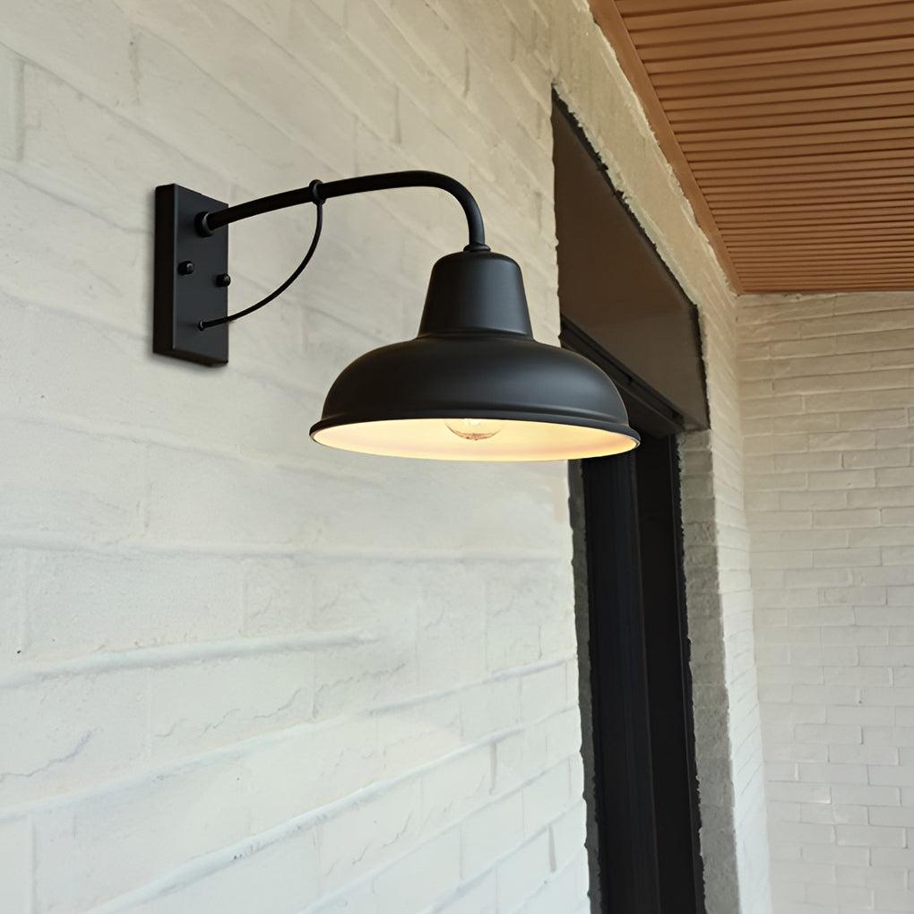 Lighom industrial trumpet-shaped retro metal outdoor wall lighting — Matte Black