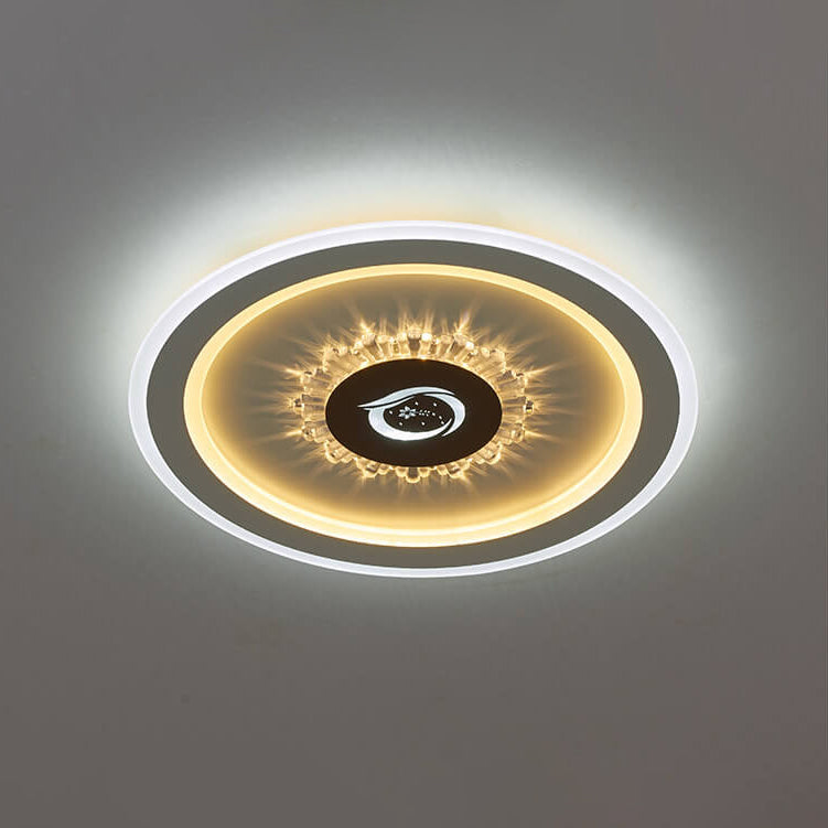 Modern round black flush mount lighting in acrylic — Ring / 3-Color Changeable / 220V-240V (UK/AU
