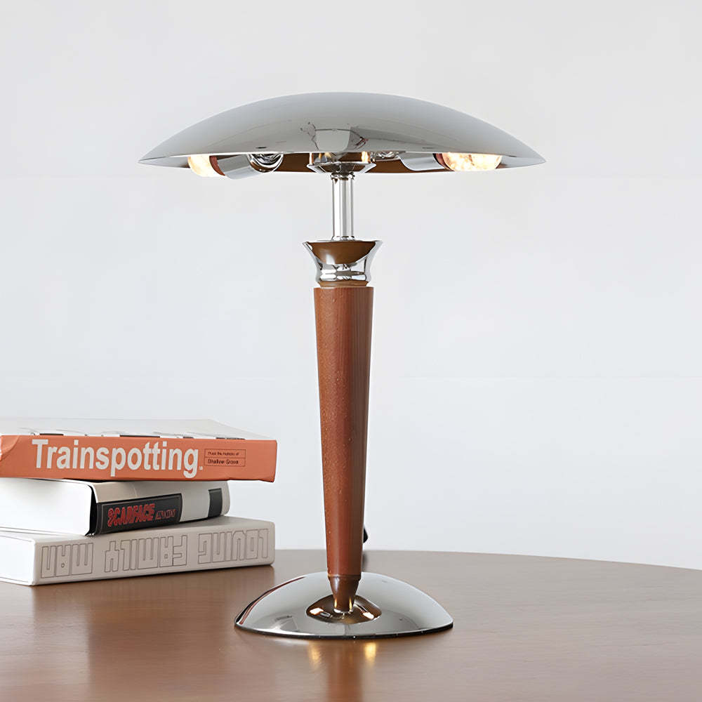 Chrome Mushroom Umbrella 3-Step LED Table Lamp