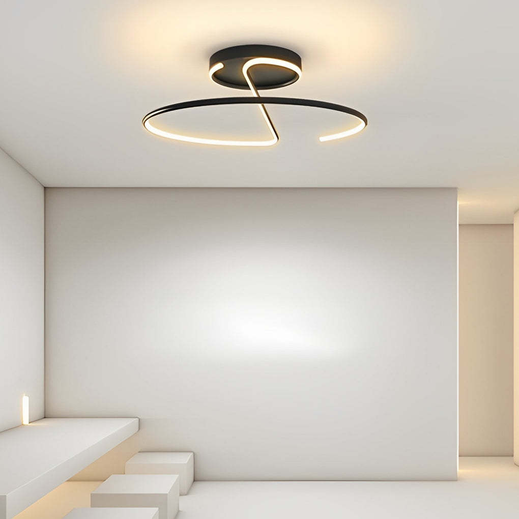 16" Wire Circular Modern LED Semi-Flush Mount Ceiling Light