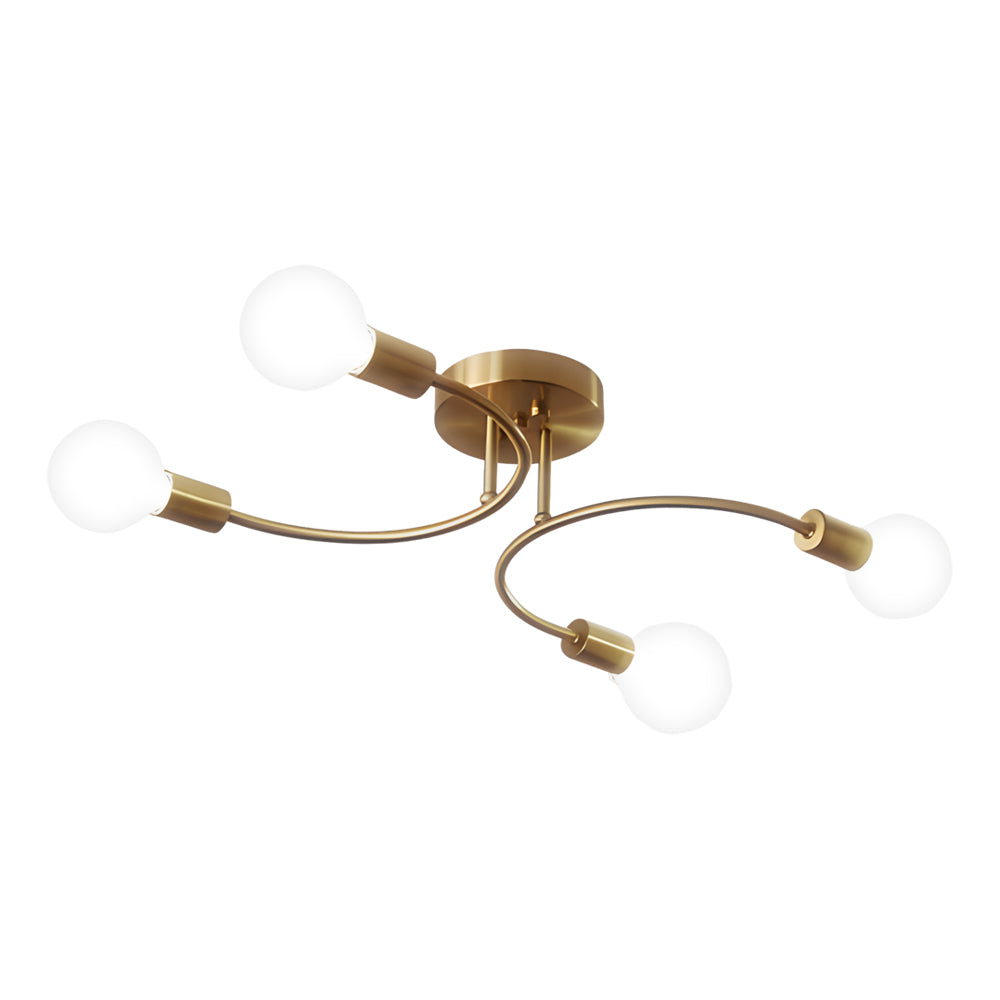 Curved Arm White Shade Modern Ceiling Light
