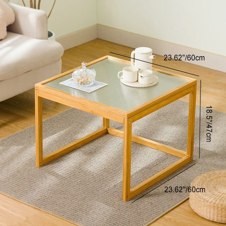 Japanese Square Wood Acrylic Coffee Table