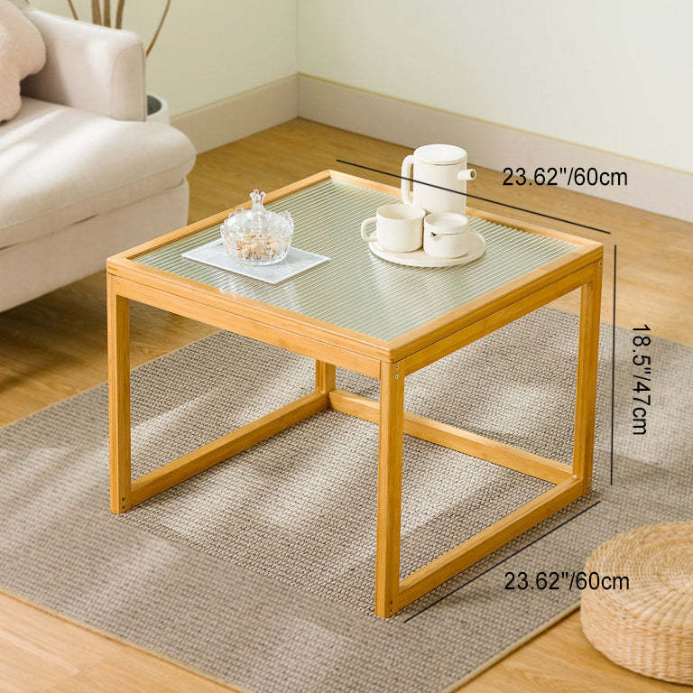 Japanese Square Wood Acrylic Coffee Table
