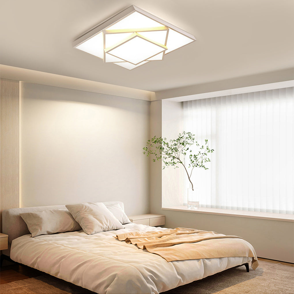 Overlapping Square Dimmable LED Modern Flush Mount Light