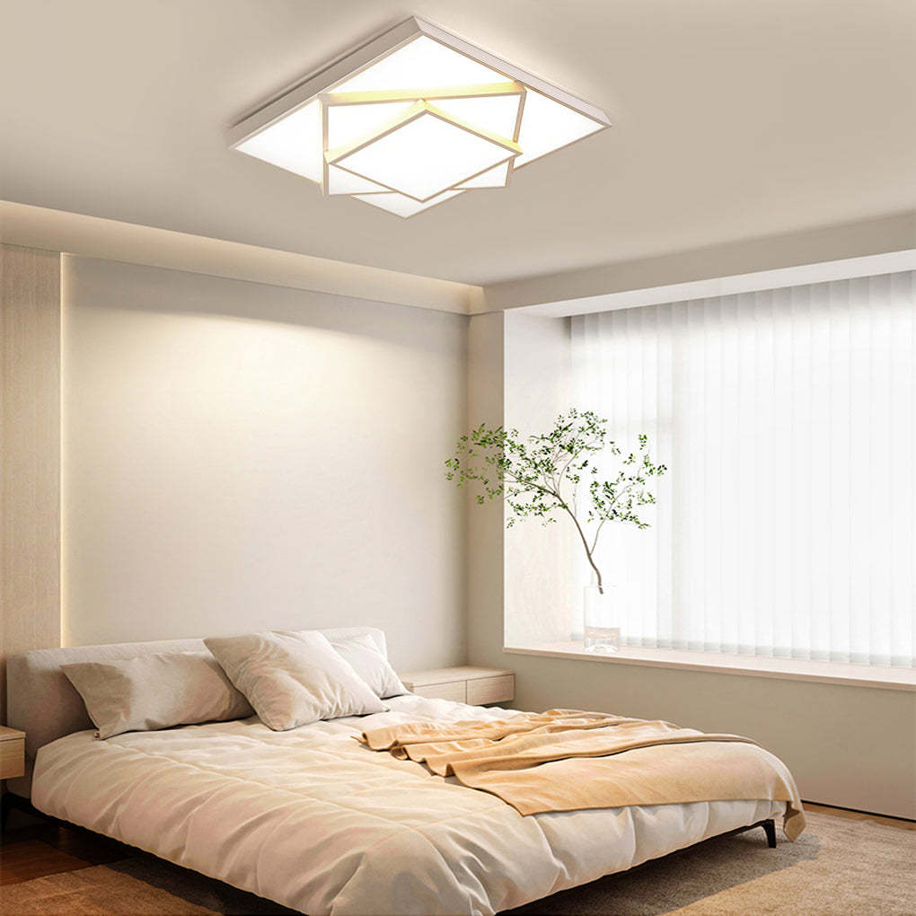 Overlapping Square Dimmable LED Modern Flush Mount Light