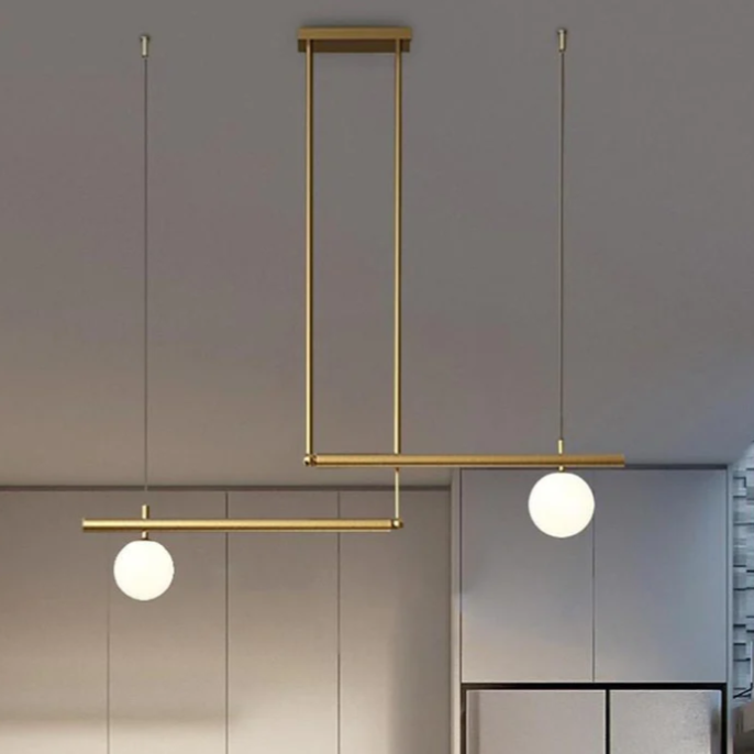 Minimalist Linear Copper Glass Globe Pendant