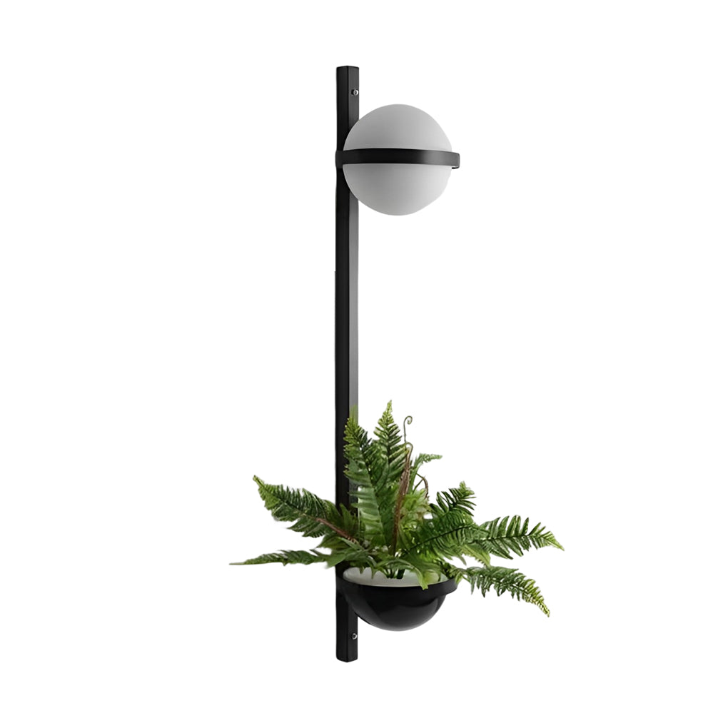 Creative Flowerpot Ball Waterproof LED Black Modern Outdoor Wall Light-Lighom