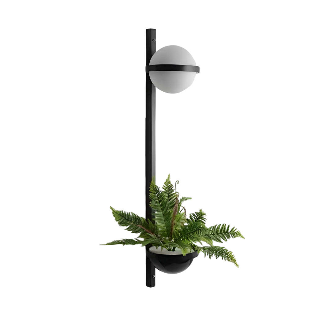 Creative Flowerpot Ball Waterproof LED Black Modern Outdoor Wall Light-Lighom