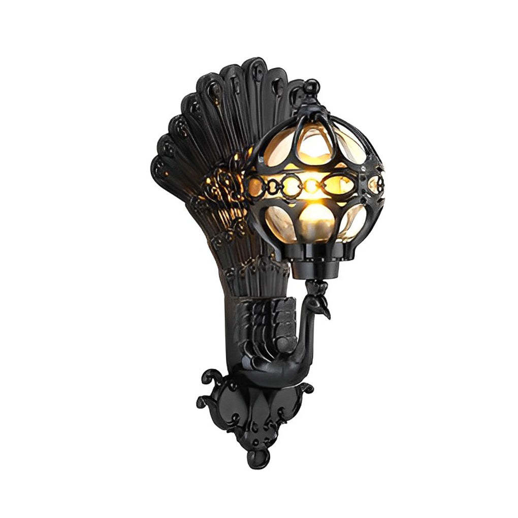 Waterproof Retro Peacocks Aluminum European Style Outdoor Wall Light-Lighom
