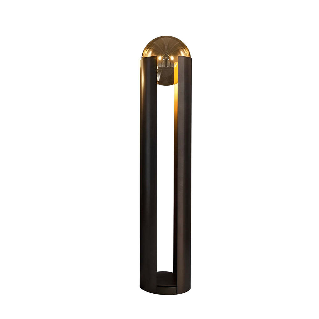 9.8" Amber Glass Ball Black Softwing Lamp