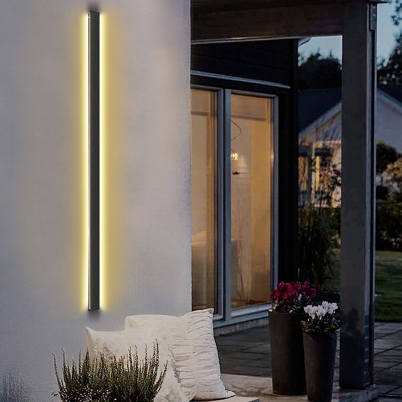 Long Strip LED Waterproof Black Minimalist Outdoor Wall Lights Exterior Lights-Lighom