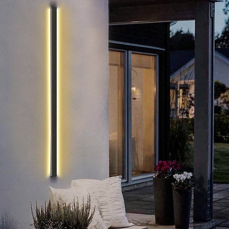 Long Strip LED Waterproof Black Minimalist Outdoor Wall Lights Exterior Lights-Lighom