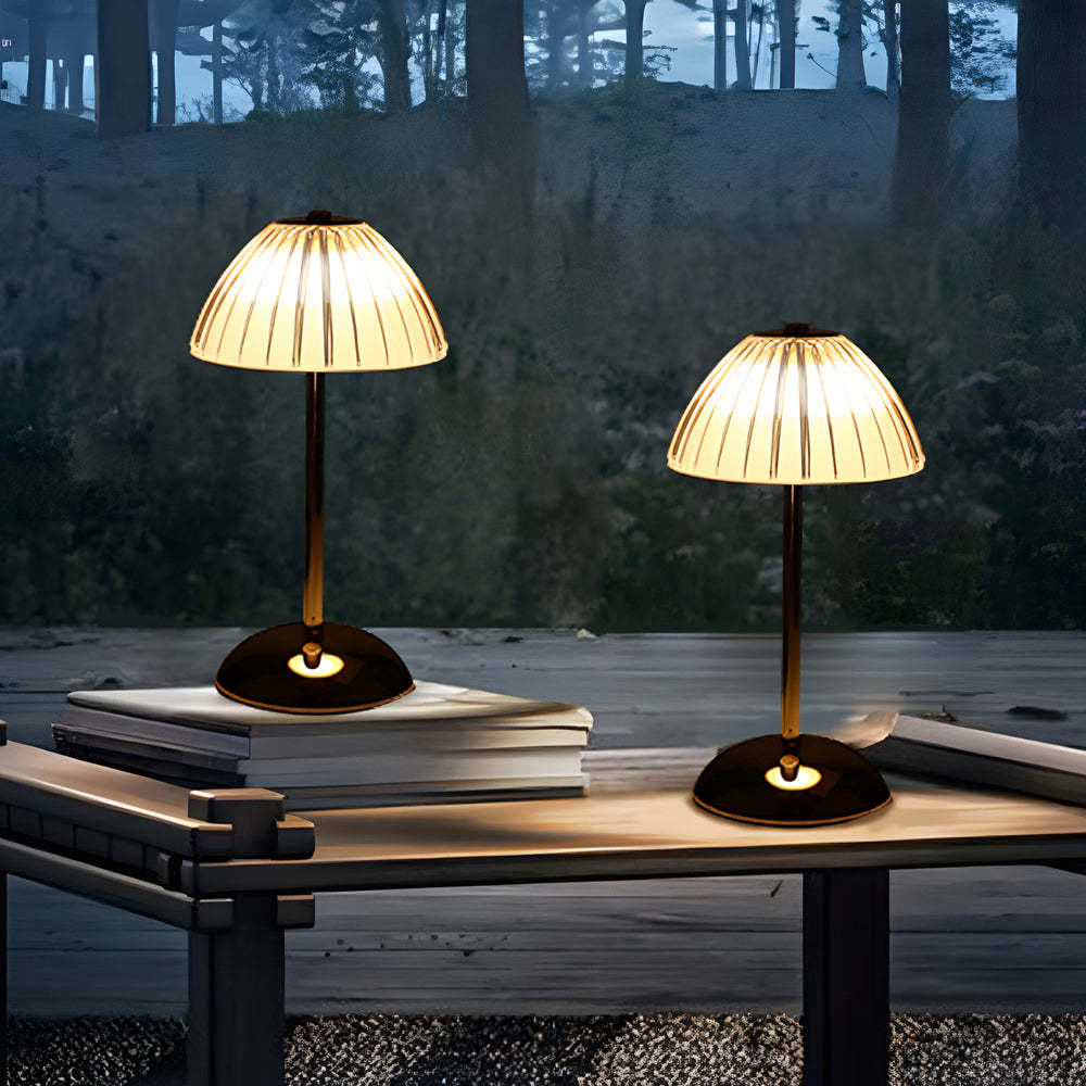 Battery-Operated LED Brushed Brass Table Lamp