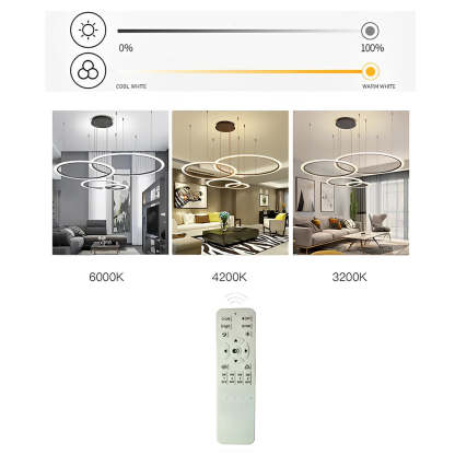 4-Circle Artistic Dimmable LED Modern Pendant