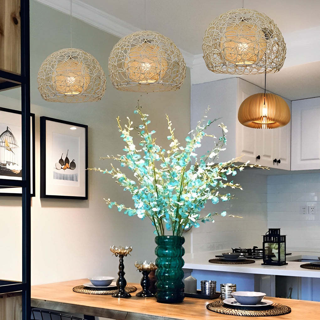 Double Layer Rattan Ball Modern Pendant