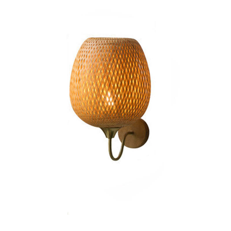 Modern Bamboo Weaving Round Wall Sconce