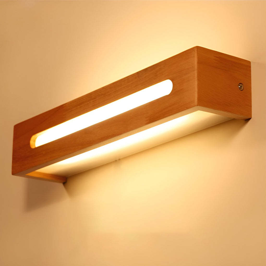 Rectangular Wood Waterproof LED Nordic Wall Lamp Mirror Light Sconces-Lighom