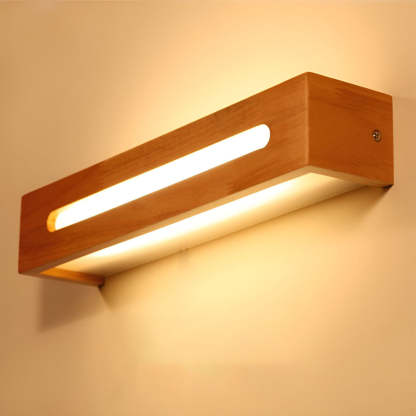 Rectangular Wood Waterproof LED Nordic Wall Lamp Mirror Light Sconces-Lighom