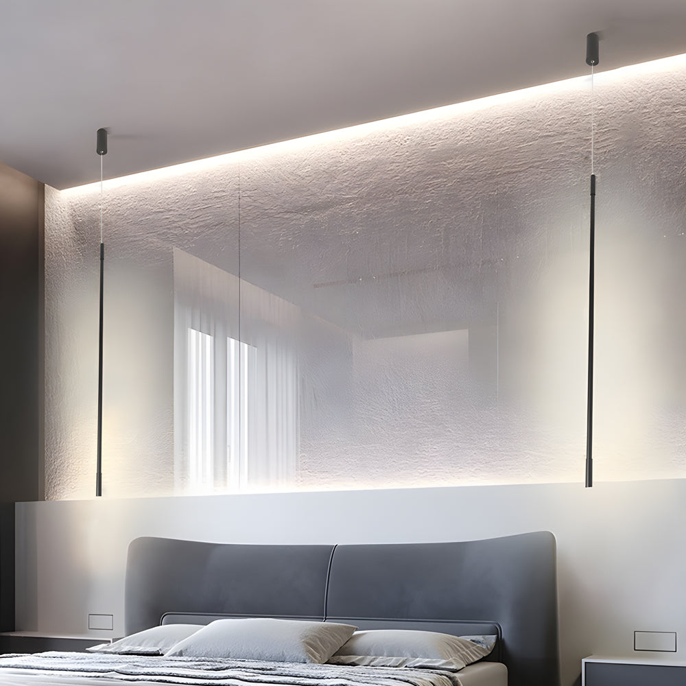 Black Long Vertical Linear LED Pendant