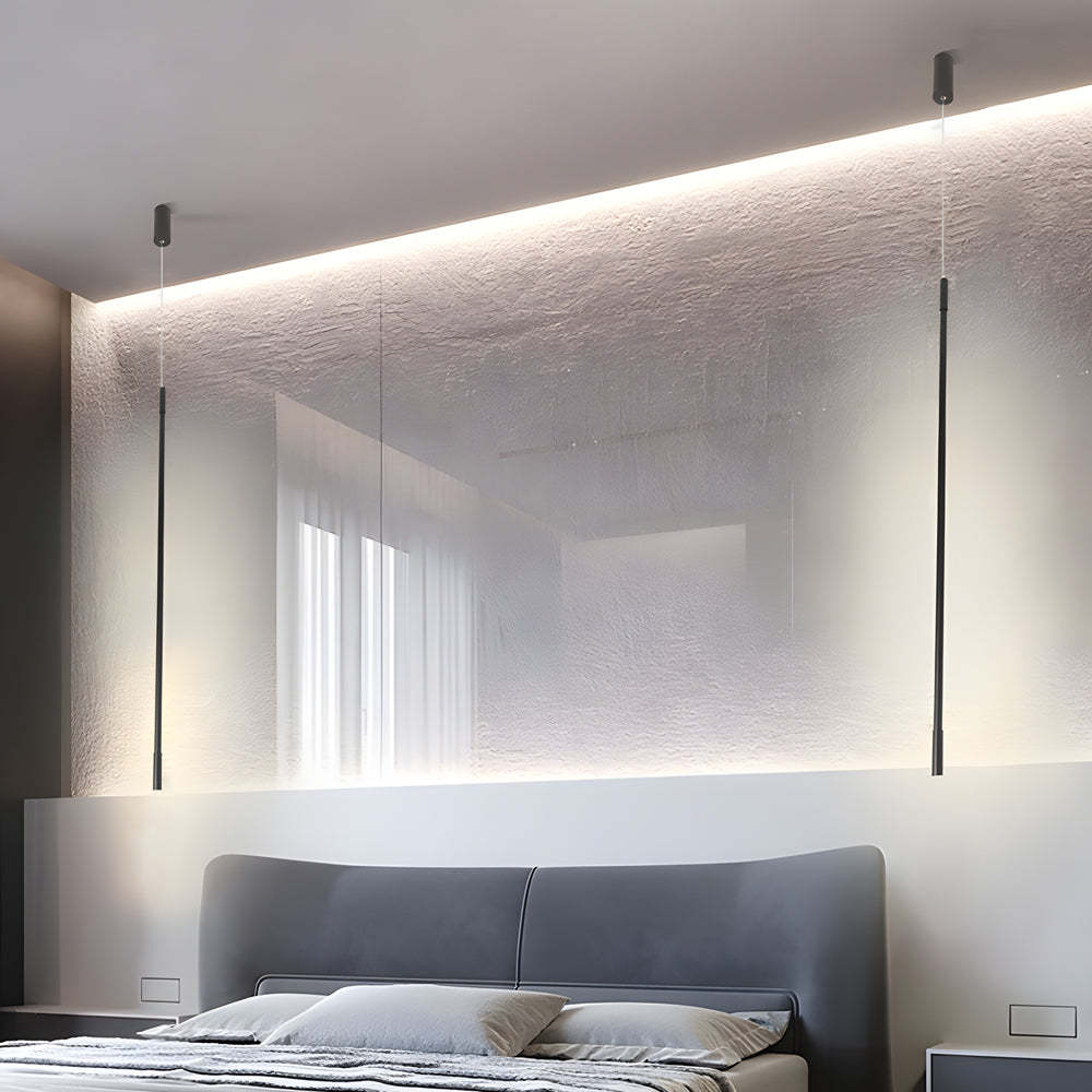 Black Long Vertical Linear LED Pendant