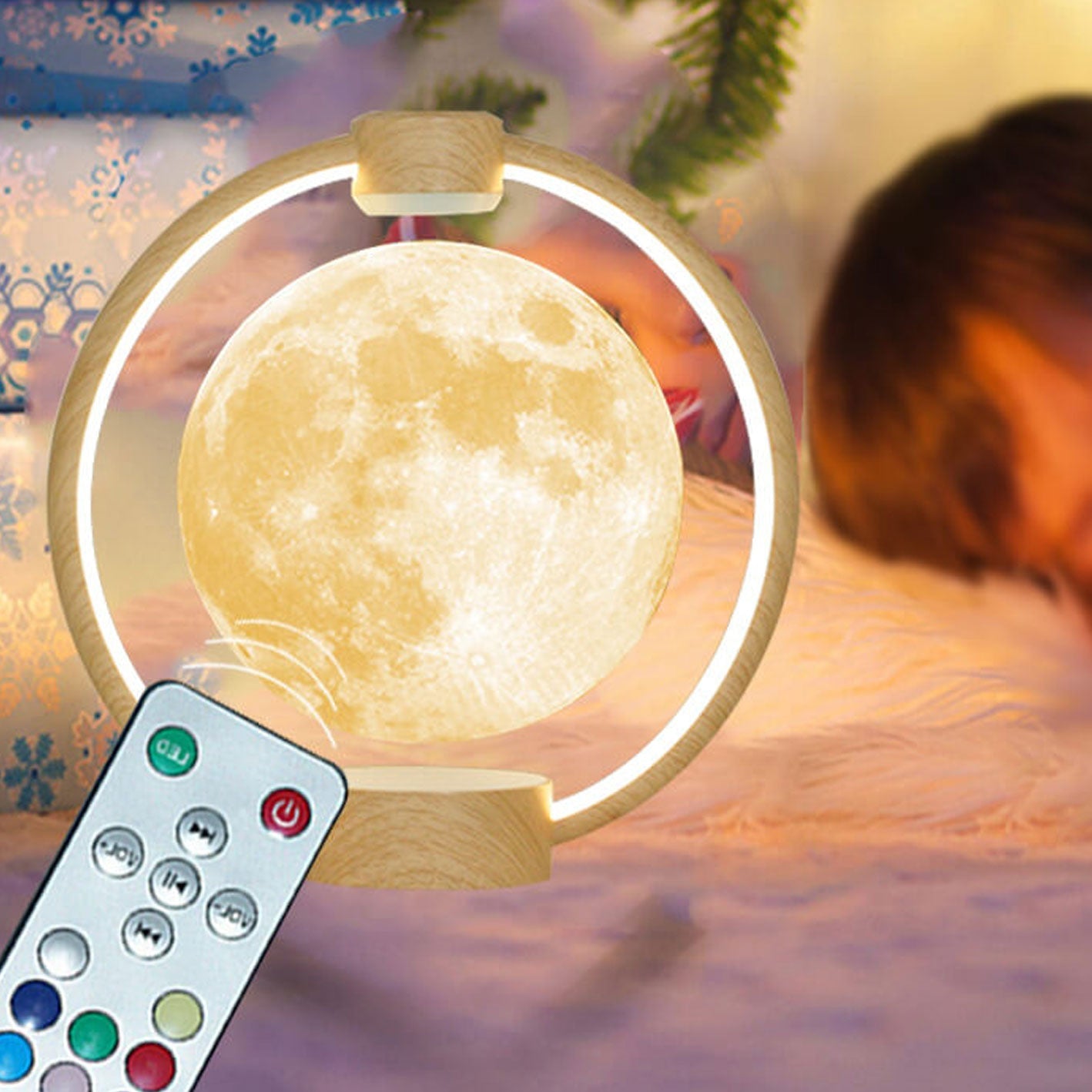 Maglev Moon LED Colorful Night Table Lamp — Black / Starry Sky / 110V-120V For US/CA
