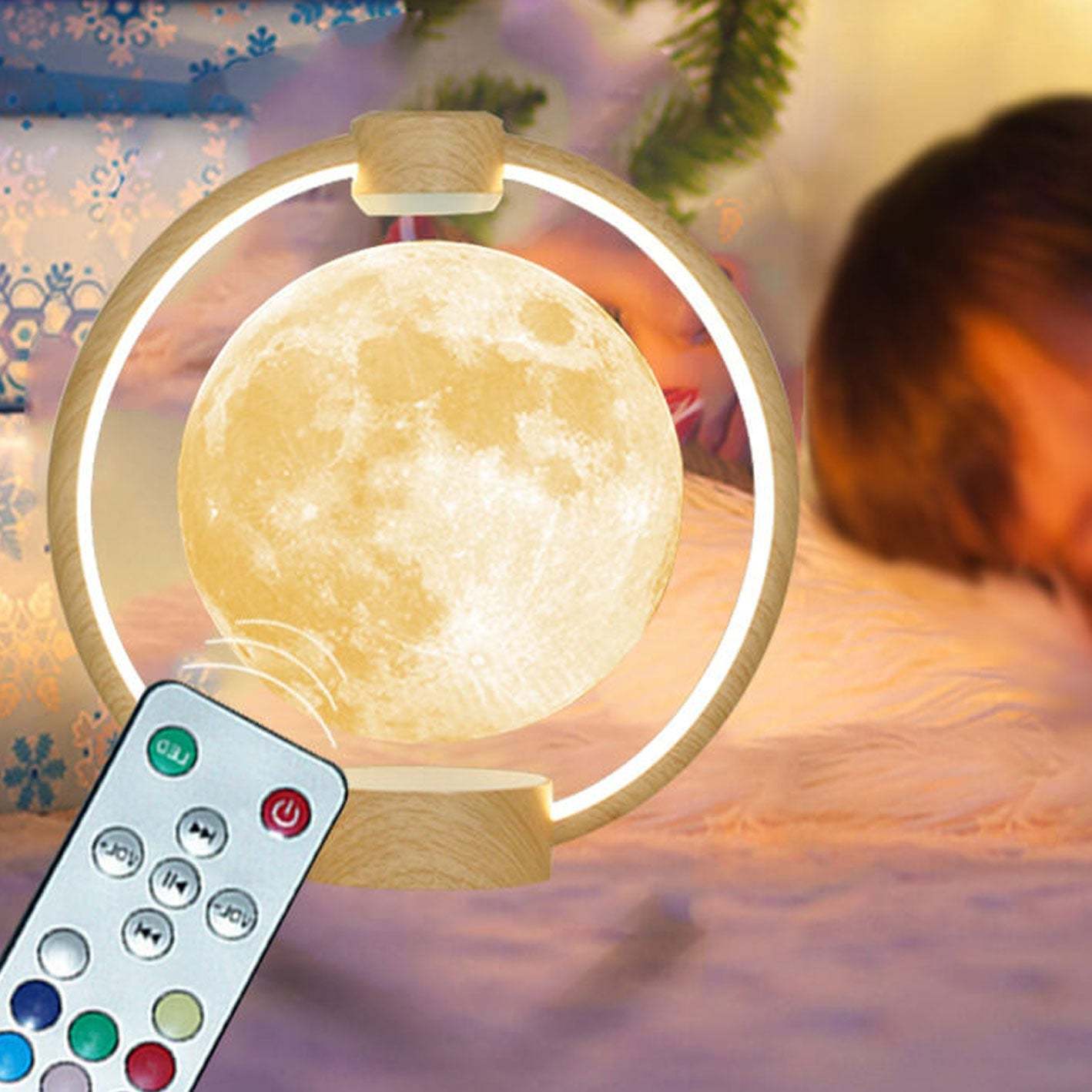 Maglev Moon LED Colorful Night Table Lamp — Black / Starry Sky / 110V-120V For US/CA
