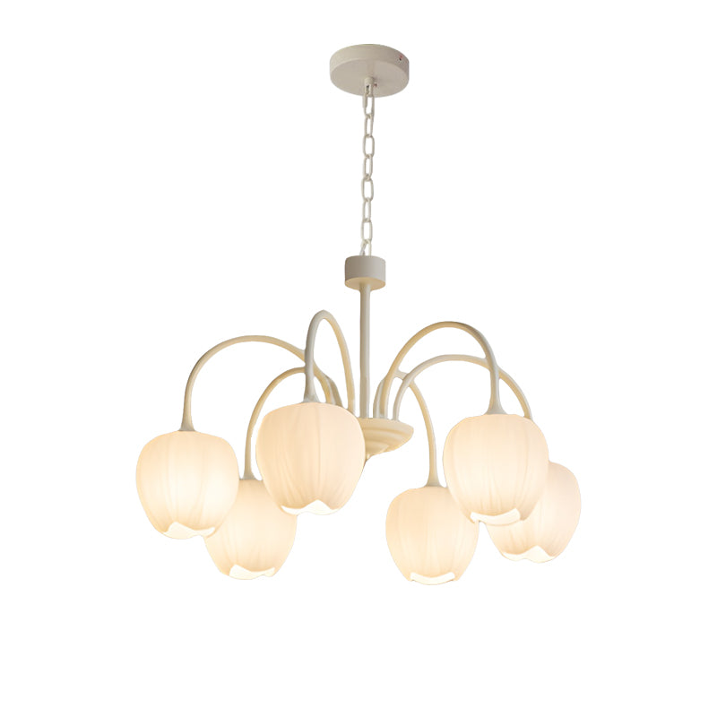 Tulips Flowers Three Step Dimming LED Milky White Modern Chandelier-Lighom