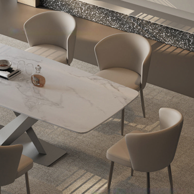 Upholstered Leather Steel Dining Chair
