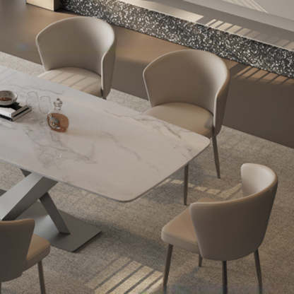 Upholstered Leather Steel Dining Chair