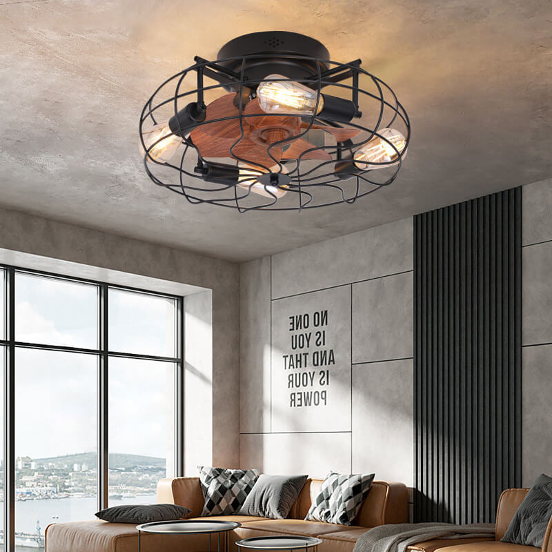 Tungsten bulb iron ceiling fans for bedroom — Matte Black / 110V-120V (US/CA